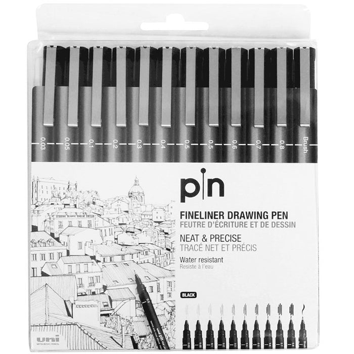 uni PIN Pigment Fineliner Drawing Pen // Black (Set of 12