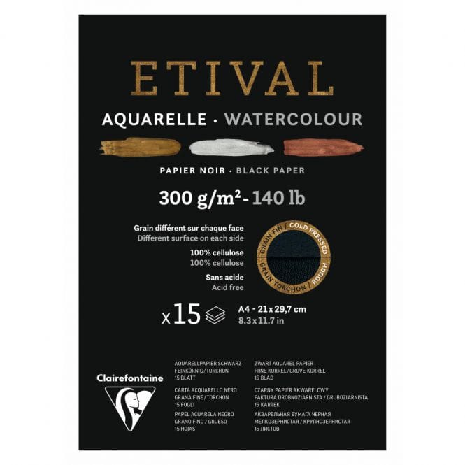 Clairefontaine Etival Black 300GSM Watercolour Paper (A5/A4)