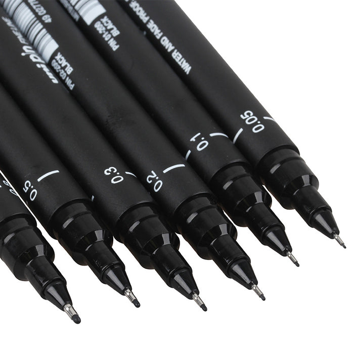 uni PIN Pigment Fineliner Drawing Pen // Black + Grey (Set of 6)