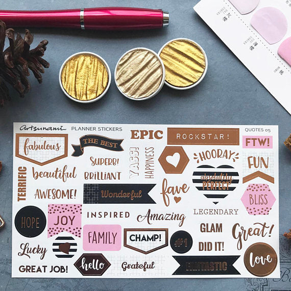 Artsunami Foiled Planner Stickers // Quotes 05