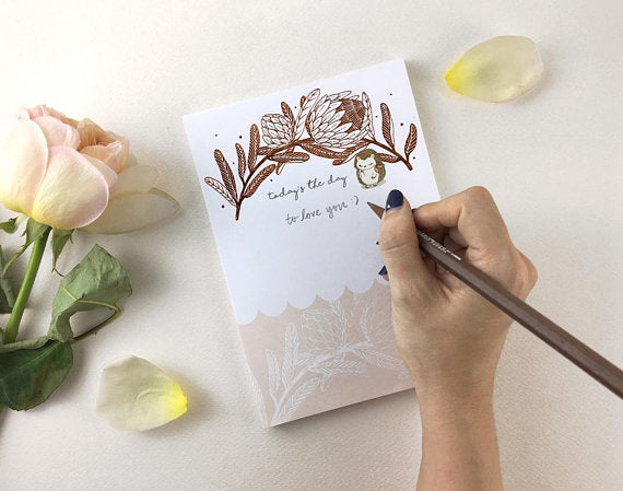 Whimsy Whimsical Notepad - Hedgehog & King Protea