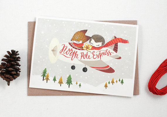 Whimsy Whimsical Christmas Greeting Card - North Pole Express