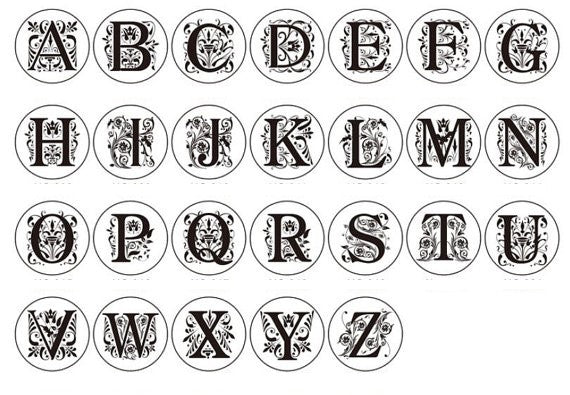 Floral Alphabet III Wax Seal // Wooden Handle