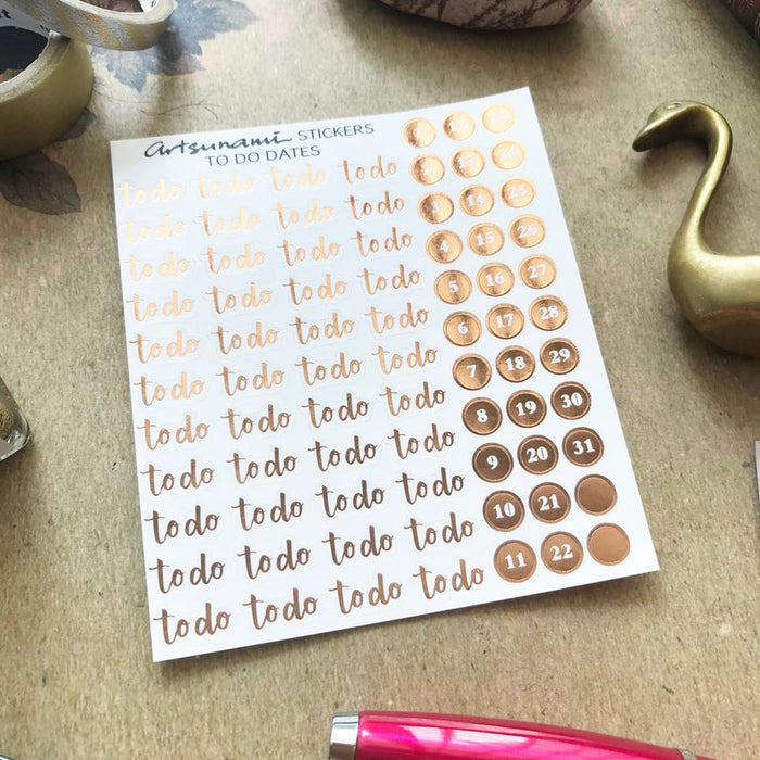 Artsunami Foiled Planner Stickers // To Do Dates