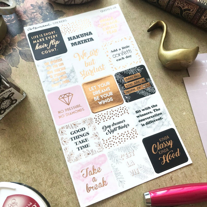 Artsunami Foiled Planner Stickers // Quotes 08