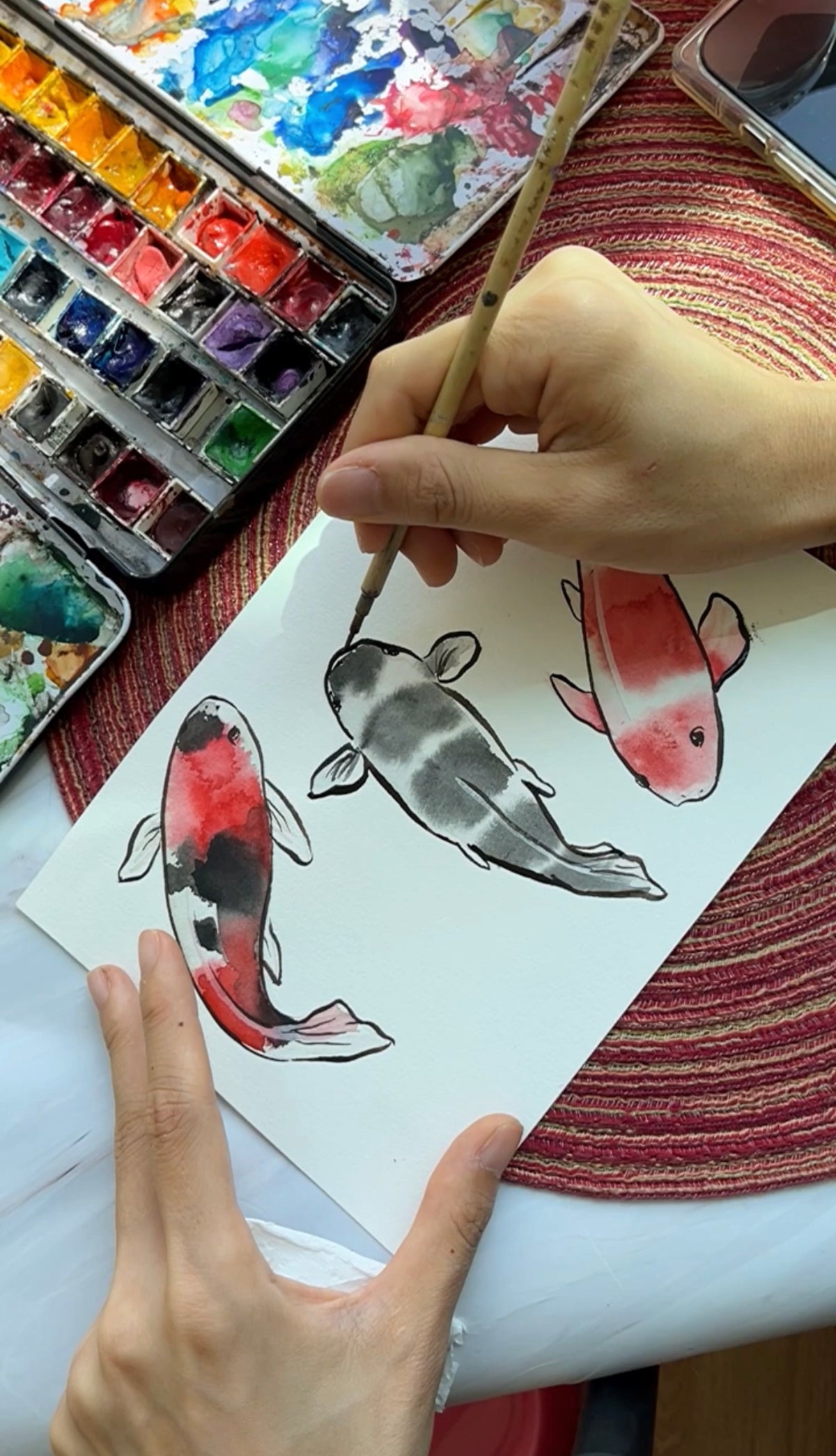 Video- WATERCOLORS & INK: KOI FISH 