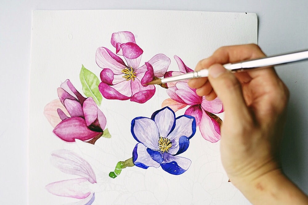 Art With Stickerrific: Botanical Watercolor Coloring Pages