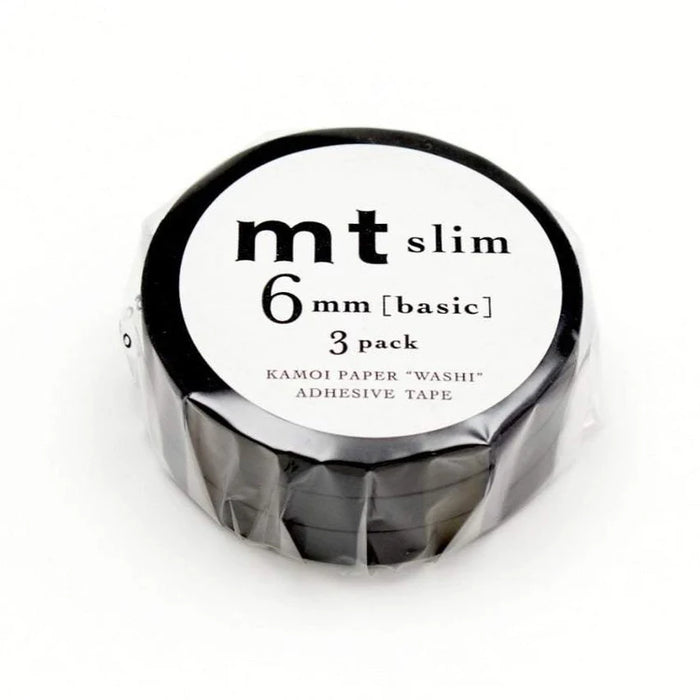 MTSLIM22R MT Slim Washi Tape // Matte Black (6mm)