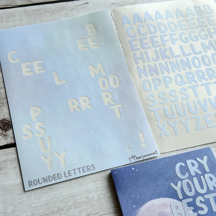 Kerjacomot Rounded Letters Sticker Sheet // Cool Pastel