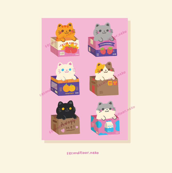 secondfloor.neko Postcard // Cats in Boxes