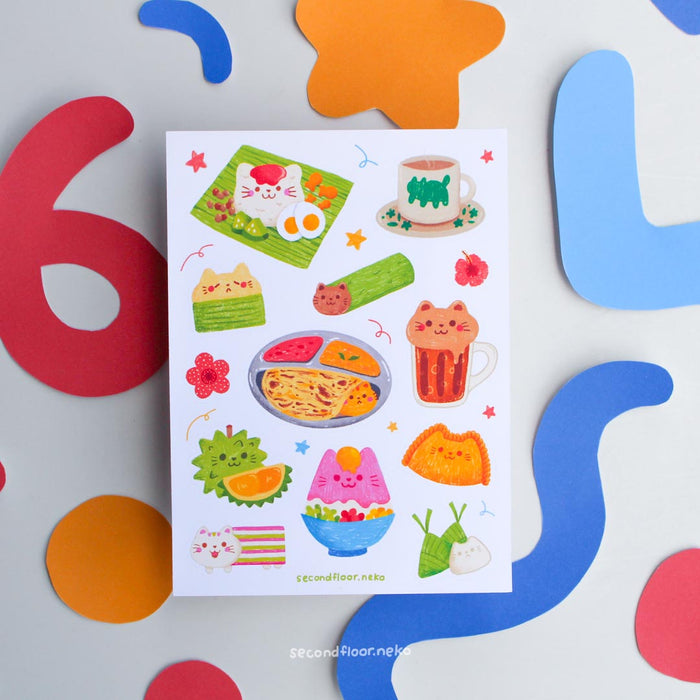 secondfloor.neko Sticker Sheet // Meowlaysian Food