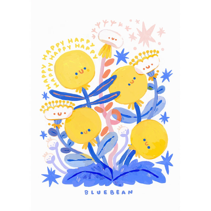 BlueBean 蓝豆 Illustration Art Print // Happy Dandelion