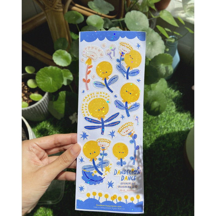 BlueBean 蓝豆 Holo Glitter Sticker Sheet // Dandelion Dance