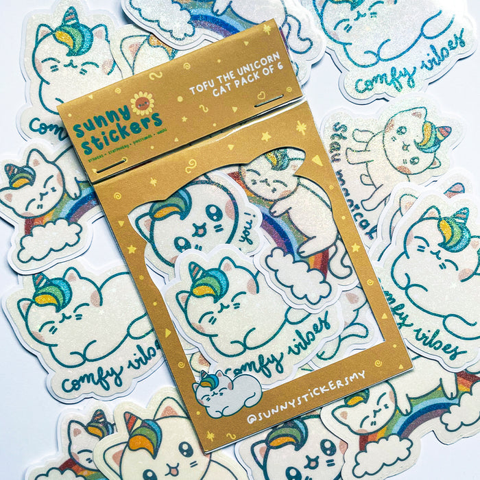 Sunny Stickers MY Sticker Pack // Tofu the Unicorn Cat