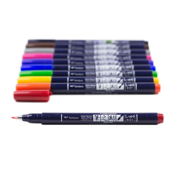 Tombow Fudenosuke Color Brush Pen (Set of 10)