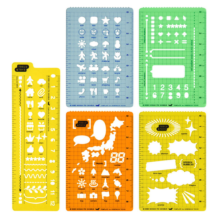 Hobonichi Mini Stencil Ruler (5 Designs)