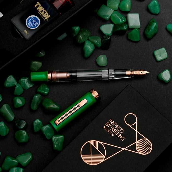 TWSBI ECO-T Royal Jade Rose Gold Fountain Pen (with Midnight Blue Ink)